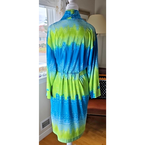 Natori Tahiti Robe Size L Floral Satin Kimono Belted Lounge Sleepwear Womens - Picture 3 of 7